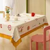 Toalha de Mesa Desenho Animado, Sem Lavagem, Impermeável, À Prova de Óleo, Resistente ao Calor, Estilo Dopamina Creme, Toalha de Mesa Retangular, Protetor de Mesa, Chá