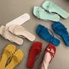 Chanclas de Punta Cuadrada Francesa Sandalias Romanas de Verano para Mujer Chanclas Planas de Tira Fina y Delicada