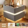 Mesa de cabeceira flutuante minimalista moderna com luz de sensor inteligente sem fio, mesa de cabeceira multifuncional com armazenamento para quarto