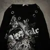 Marca Independente Primavera e Outono Novo Y2K Estampa de Caveira Ins Street Retro Dark Slim-Fit Top Feminino de Manga Longa