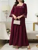 Comercio electrónico transfronterizo, tallas grandes europeas y americanas, nueva colección otoño 2026, vestido largo holgado de retazos bordados con cuello cuadrado, elegante y estiloso