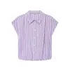 Z Comércio Exterior Transfronteiriço Atacado Estilo Europeu e Americano Roupas Femininas Nova Moda Elegante Atacado Simples Listrado Camisa Curta Tops