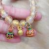 Pulseira Xiangji mesmo estilo ouro rosa esmalte colorido cinza perfumado folha de ouro Sutra do Coração besta dourada transmissão ao vivo livro vermelho pulseira popular para amigas
