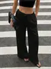 Calças largas de linho com cordão na cintura elástica, transfronteiriças, para mulheres, com caimento fluido, respiráveis, retas, casuais, com bolsos, calças compridas casuais