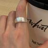 Eloch S925 Sterling Silver Wide Face Scrub Ring Hong Kong Style High Feeling Temperament Wire-drawing Push-pull Ring R00701