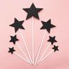 Tarjeta de decoración de estrella de amor de oro y plata brillante, pastel de cumpleaños, bandera de tamaño grande y pequeño, tarjeta de pastel de estrella de cinco puntas