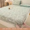 Sábana Bajera Ajustable de Gasa de Doble Capa de Algodón Puro Pieza Única Manta Jacquard 100% Algodón Funda de Almohada Juego de Tres Piezas Dormitorio Sábana de Cama Antideslizante de Cobertura Total 2