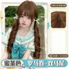 Peruca Completa para Mulheres, Estilo Japonês, Rabo de Cavalo Duplo, Cachos Romanos, Cabelo Cacheado Longo Natural, Peruca Sem Costura Doce Lolita para o Dia a Dia
