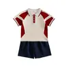 Roupas de Aula para Alunos do Ensino Fundamental Roupas de Verão Traje Esportivo de Manga Curta Uniforme Escolar de Formatura Estilo Colégio Britânico Infantil Uniforme de Jardim de Infância