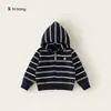 Ropa para niños Bangxuan, sudadera de punto para niños, suéter a rayas de bloques de color para niños, camisa con cremallera de corte holgado, chaqueta para niñas