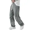 Calça Casual Solta Versátil de Verão Masculina Secagem Rápida Uso Diário Perna Reta Cordão Calça Longa em Estoque