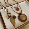 Nuevo Collar de Pluma de Bronce Zen Chino para Mujer Estilo Étnico Bohemio Doble Capa Cadena Larga para Suéter Accesorios