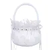 Cesta de flores para niña de boda estilo occidental, satén con encaje bordado con pedrería, cesta de pétalos de mano, cesta de flores para novia