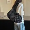 Bolsa tote de poá, estilo despojado, de grande capacidade, para mulheres, perfeita para o outono, com design retrô em veludo cotelê, versátil e estilosa, podendo ser carregada como bolsa de ombro ou sacola de braço.