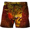 Pantalones de Playa 2020 Estampado de Calavera de León Tendencia de Verano de Amazon Casual Pierna Recta Estampado Pantalones Cortos para Hombre