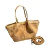 Bolso Retro de Cuero Genuino Transfronterizo para Mujer, Bolso Tote de Gamuza Escarchada de Capa Superior de Piel de Vaca para el Trabajo, Bolso Nuevo para Mujer, de Mano y Cruzado