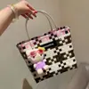 Cesta de Vegetais Pura Artesanal Bolsa Grande de Mão Sacola de Compras Armazenamento para Férias Piquenique Azul Nova Bolsa Feminina 2025