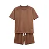 Traje de Color Sólido de Marca de Moda para Hombre, Diseño de Nicho de Verano, Shorts Sueltos de Manga Corta, Conjunto Casual de Dos Piezas para Hombre, Venta al por Mayor de Fábrica