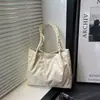 Bolsa de Hombro Tote Bolso de Mano Estilo Occidental Plisado Bordado Hilo Textura Corazón de Niña Lazo Gran Capacidad Transfronteriza 2025
