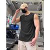 2025 Nuevo Chaleco Fitness para Hombre Marca de Moda Retro Suelto Moda Simple Camiseta sin Mangas con Cuello Henley para Hombre