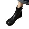 Design Patchwork~Botas Finas Retrô com Bico Redondo para Mulheres Outono e Inverno 2026 Novas Botas Martin com Solado Plano Botas Curtas Macias para o Dia a Dia
