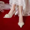 Sapatos de Casamento Branco Garça Almofada Verão Feminino 2026 Novo Estilo Vestido de Casamento Xiuhe Dupla Utilização Noiva Sapatos de Noivado Não Cansam os Pés Salto Alto Seu