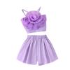 26 Novos Estilos de Verão de Suspensórios Infantis Estilo Europeu e Americano com Tops de Renda Floral e Shorts Plissados para Meninas Estão em Estoque