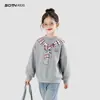 Roupas Infantis Moletom Casual para Meninas 2026 Primavera Novo Estiloso Roupas Estilo Academia para Crianças Maiores Primavera e Outono Tops da Moda