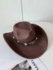 Cinturón de cuero retro americano, sombrero de vaquero, artículo popular transfronterizo, unisex, adecuado para actividades al aire libre, proporciona protección solar y es un sombrero de jazz elegante