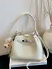 Bolso de Mano de Oficina de Alta Gama de Moda con Cierre de Patrón Lichi Retro, Bolso de Hombro a la Moda, Bolso Cruzado Tipo Cubo Versátil y Elegante