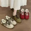 2026 Zapatos Casuales Forrest Gump Nuevos Suela Gruesa Zapatos de Tabla Moda Caña Baja Otoño con Cordones Zapatos de Entrenamiento Alemanes Estilo Coreano para Mujer Tela Beige