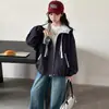Chaqueta Cortavientos con Capucha de Bloques de Color para Niñas Estilo Primavera y Otoño para Niños Medianos y Grandes Chaqueta Casual Versátil Holgada Tendencia Fresca Top Otoño