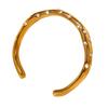 Pulsera de Acero de Titanio con Perlas y Diamantes, Pulsera Abierta en Forma de C de Lujo Ligero para Mujer, Joyería de Pulsera de Moda de Nicho Transfronteriza de Gama Alta