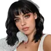 Fabricantes de perucas europeias e americanas da Amazon para senhoras, franja Qi, ondulação d'água, permanente de milho, cabelo curto cacheado, em estoque, geração de cabelo