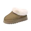 Botas de Nieve con Piel de Invierno para Mujer Suela Gruesa Botines Cortos Calzado de Exterior Zapatos de Algodón Calientes de Terciopelo Botas Perezosas sin Cordones