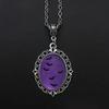 Collar con colgante de cristal morado y rojo con patrón de murciélago gótico, joyería de moda vintage, regalos al por mayor