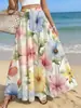 2026 Nueva Falda Floral de Línea A Europea y Americana para Primavera, Verano, Otoño, Falda Media de Cintura Media, Falda Larga de Dobladillo Ancho Transfronteriza de Amazon