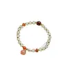 Pulsera de Cuentas Redondas de Jade de Seda Dorada Hotan de Xinjiang Natural para Mujer Exquisita DIY Multi-Gema Pulsera de Cuentas Ábaco Prosperidad Suerte