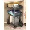 Artefato de armazenamento ao lado da mesa para livros, estante de armazenamento de bolsa de livros com rodinhas, carrinho pequeno móvel