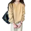 Nuevo suéter de punto casual suave de otoño e invierno para mujer, moderno, retro, con borde enrollado, color liso, top suéter holgado