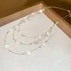 Colar Pingente Redondo Geométrico de Cristal com Concha Estilo Férias na Praia Corrente para Clavícula Design Nicho Corrente para Pescoço para Mulheres