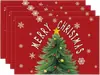 Manteles navideños transfronterizos 4 juegos de platos de cena tazas con tapetes termoaislantes Manteles decorativos para la atmósfera de las fiestas navideñas