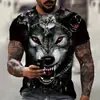 Série de Impressão 3D Nova Beleza Realista e Lobo Verão 2024 Tops e Camisetas Masculinas Soltas Versáteis para o Dia a Dia