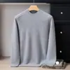 Suéter 100% caxemira pura para homens, espessado, gola alta discreta, ombro raglã, camisa base de tricô em caxemira casual para o trabalho, suéter masculino