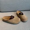 Mules Femininas Plataforma Fechadas Estilo Retro Francês 2026 Outono Novas Mary Jane Baixas Slip-On Chinelos