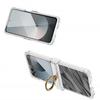 Funda para teléfono móvil Samsung Z Flip6 con diseño creativo de ondas pintadas, con bisagra de airbag, carcasa transparente con todo incluido