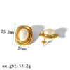 Brincos de pino em pedra natural estilo ins para mulheres, modernos, elegantes, brincos de aço inoxidável cor âmbar ouro 18K, versáteis, sensação de alta qualidade