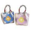 Nova bolsa de tricô estilo japonês e coreano, bolsa tote portátil para trabalho e viagem, bolsa tote de grande capacidade para o dia a dia, bolsa pequena quadrada de ombro