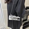 Bolso Cilíndrico de Acrílico 2025 Moda Europea y Americana Charol Brillante Bolso de Hombro Ins para Mujer Bolso de Mano con Cadena Gruesa