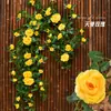 Pared Artificial de Flores Rosas Amarillas Enredadera de Plástico Decoración para Tubería de Aire Acondicionado para Sala de Estar Entrada Enredadera de Flores Falsas